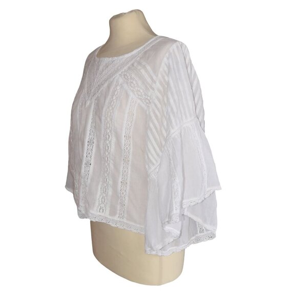 American Eagle Outfitters L Boho Lace Flutter Sleeve Top - Picture 3 of 9